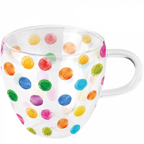 Tasse en verre double paroi polka dots white - ambiente