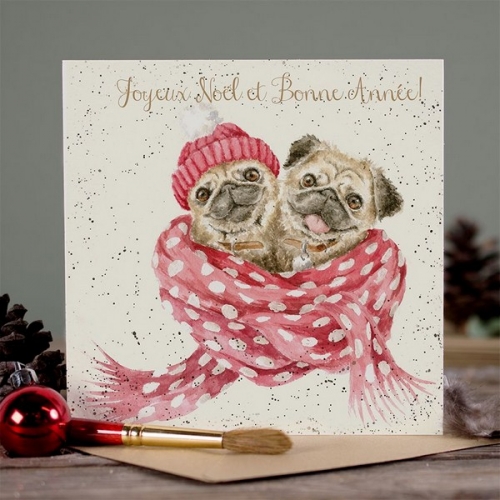 Carte couple de chiens joyeux Noël et bonne année Hannah Dale - wrendale