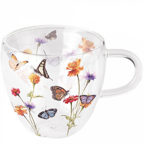 Tasse en verre double paroi butterfly garden - ambiente