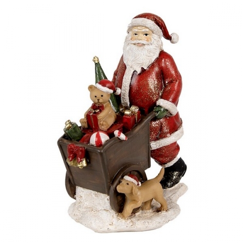 Figurine Père Noël avec brouette de jouets